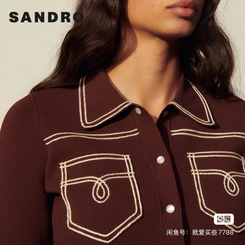 Sandro wool Elegant Brown A-Line sets - Picture 5 of 7